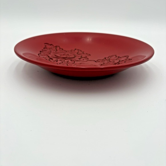 Murakami Kibori Tsuishu Lacquered Wood Plate With Hand Crafted‎ Floral Pattern - Picture 8 of 11